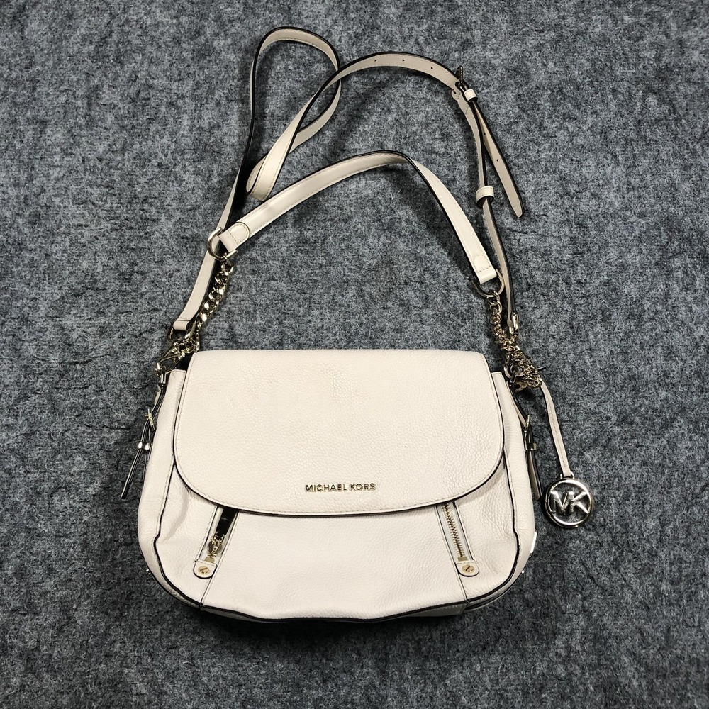 Michael Kors Crossbody Bag Womens Medium Cream Leather Chain Strap 30F9L0GL2L